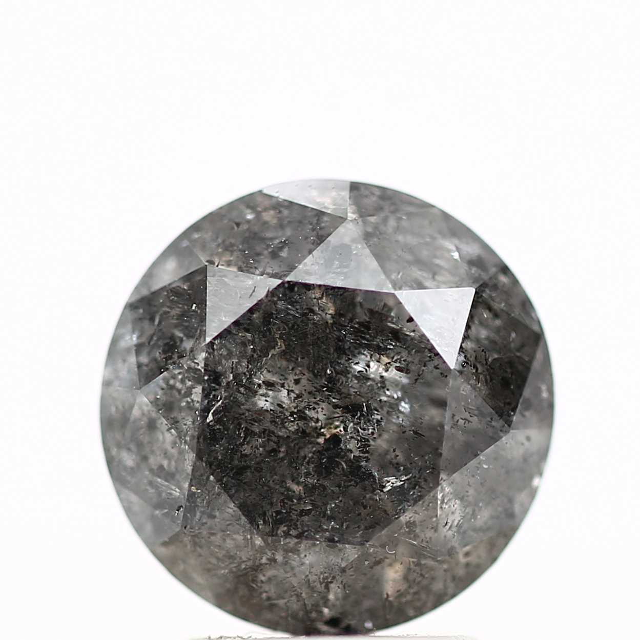 2.75 Carat Salt and Pepper Diamond Round Gray Brilliant Cut Natural Loose Diamond